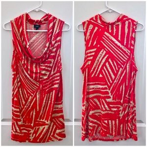 MOSSINO Bright Orange, Tan & White Sleeveless Top